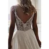 Deep V Neck Chiffon A Line Boho Wedding Dresses 2020 Lace Applique Summer Beach Informal Bridal Wedding Gowns Custom Made In Plus Size