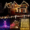 Bunte Solar-LED-Lichter, blinkende Lichterketten, sternenklare Schneeflocken, Weihnachtslichter, festliche Dekorationen, Atmosphärenbeleuchtung