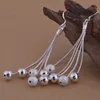 Women 925 Silver Plated Drop Earring Beaded Silver Earring Wedding Bridal Earring Jewelry Gift for Love High Quality