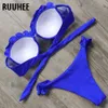 Ruuhee bandeau bikini mayo kadın mayo seksi fırfır bikini set şınav mayo kadın Brezilyalı leopar mayo 2019