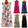 2019 New Stylish Female's Kleid Women Summer Round Neck Sleeveless Boho Dress Laced Printed Dress Abito da donna alla moda