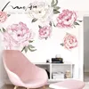 Autocollants muraux autocollants fleurs de pivoine décoration de la maison aquarelle décoration murale art enfants chambre décoration chambre décor maison autocollant