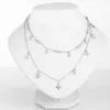 Collier pendentif de tennis pour femmes Bijoux de mode de cou en perle multicouche à l'or de cristal irrégulier.
