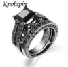 Women Rings Big Black Blue Stone Fashion Fashion Ring Sets Engagement Promise Bague Femme Europe Fashion Toinone Rings80891296152658