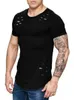 2019 Mens Clothing Short T Shirts With Broken Holes Tops Short Sleeved Sports Fashion Wear Summer Clothes Tees
