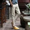 Men's Pants High Quality Casual Cotton Slim Trousers Feet Fashion Solid Color Khaki Black Men1