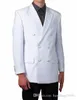 Nouveautés Double boutonnage blanc marié Tuxedos Peak revers garçons d'honneur meilleur homme Blazer hommes costumes de mariage (veste + pantalon + cravate) D: 345