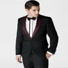 Classic Style One Button Black Groom Tuxedos Shawl Lapel Men Suits Wedding/Prom/Dinner Best Man Blazer (Jacket+Pants+Tie) W280