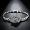 LUOTEEMI Newest trendy Clear Color Zircon Crystal Bracelet Flower Shape Bracelets Bangles for Women Girls Gift