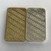 100 peças barras banhadas a ouro não magnéticas Johnson Matthey sivler 50 mm x 28 mm 1 OZ JM moeda decoração barra com laser diferente serial8928700