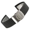 18 mm 20 mm 22 mm 24 mm Black Silicone Watch Band Waterdichte rubber vervangingsriem Duiker Sport Casual armband Polstand vouwen CL246C