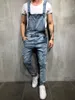 Fashion Mens Ripped Jeans Rompers Casual with belt Jumpsuits Hole Denim Bib Overalls Bike Jean