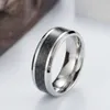 Fashion Stainless Steel Carbon Fiber Ring for Men women Couple Ring Black Silver Color Male Jewelry Accessories