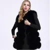 2018 Autumn Winter Warm Fashion Women Importera kappa päls västar högklassig faux päls långa väst kvinnorjacka