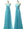 Ny spets och chiffong A Line Bridesmaid Dresses 2019 Scoop Long Wedding Guest Dress Maid of Honor Gowns LD152