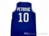 Men Colge 10 Drazen Petrovic Jersey Basketball University Cibona Zagreb Jerseys Team Blue Breathab for Sportファンの最高品質