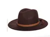 7色秋冬夕焼け帽子女性男性Fedora Hatクラシックワイドブリムフェルトフロッピークローシュキャップチャップー模様模様帽子