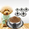 Pet Dog Cat Bowl Puppy Kattunge Rostfritt Stål Skål Anti Slip Cats Puppy Travel Feeding Feeder Mat och Vattenrätt Skål Pet Bowls DLH142