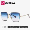 Denisa Square Rimless zonnebril Dames 2019 Summer Red Glasses Mode Luxe merk Zonnebril voor mannen UV400 ZONNEBRIL G186008009819