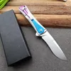 High Quality Ball Bearing Flipper Folder Knife D2 Stone Wash Drop Pint Blade T6-6061 + Stainless Steel Handle EDC Pocket Knives