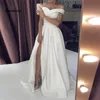 Hochzeitskleider Satin aus der Schulter Brautkleid rechts Split Backless Vestido de Noiva Custom Made plus Größe