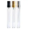 100pieces / parti 10ml Parfum Verstuiver Travel Spray Bottle för parfym Portable tomma kosmetiska behållare med aluminium
