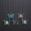 qimoshi Butterfly pendant necklace men and women natural stone stainless steel fashion items 12 pieces of jewelry