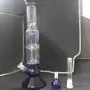 Navy Blue Two floors 4 Arm Perc Glass Water Bongs Hookahs with 14mm Adapter and Bowl for chicha Smoking