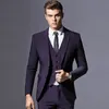 Roxo escuro / Azul / Preto Do Noivo Smoking Padrinho De Casamento De Casamento 3 Peça Terno Nova Moda Masculina Business Blazer do Revestimento Do Jaqueta (Jaqueta + Calça + Gravata + Colete) 2608