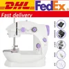 DHL Free Shipping Mini Handheld Pedal Sewing Machines Dual Speed Double Thread Multifunction Electric Tread Rewind Sewing Machine FY7043