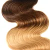 Brazilian Virgin Hair 1B/4/27 Human Hair Extensions 10-28inch Body Wave Three Tones Color 1B 4 27 Bundles