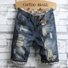 2019 Nowe letnie dżinsy Patch Patch Retro Denim Pants Projektant Projektanta Dziura męskie szorty mody