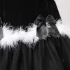 Cadılar bayramı Kostüm Elbise Kıyafet Clubwear kadın Bayan Santa Beyaz Kürk Trim Korse Fırfır Tutu Etek Dans Giyim Seti ile Üst ...