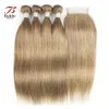 Brazylijskie plamki do splotu do włosów z zamykaniem popiołu blond kolor 8 4 wiązki z koronkowymi końcami 4x4 Human Hair Extensions21124661