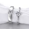 Cubic Zirconia Rins Open Justerbar Diamond Engagement Bröllop Ring Par Kvinnor Mens Ringar Kärlek Mode Smycken Will och Sandy Drop Ship
