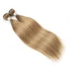 Popielnik Blondynka Proste Włosy Wyplata Wiązki # 8 Brazylijski Malezyjski Indian Peruwiański Remy Human Hair Extensions 3 lub 4 Wiązki 16-24 cal