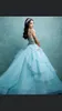 Robes De Quinceanera Robe De Bal Bretelles Spaghetti Dentelle Applique Perles De Cristal Bleu Tulle Volants Doux 16 Plus La Taille Formelle Robes De Soirée De Bal