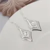 Orecchini in argento sterling placcato con diamanti quadrilateri incavati DASE444 dimensioni 4.0X1.5CM; orecchini gioielli da donna in argento 925 piatto