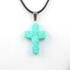 Cross Reiki Natural Stones Turkos Rosa Kvartspelare Charms Hängsmycke Halsband för Kvinnor Män Present Tillbehör