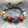 10Pcs Seven Chakra Yoga Bracciale in pietra naturale intrecciata a mano regolabile Colorato Tumble pietra preziosa rotonda rotonda barile perline braccialetto regalo unisex