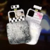 Bling Diamond Glitter Cell Phone Fodral Crystal Rhinestone 3d Flower Perfume Bottle Cover With Neck Strap Crossbody Chain för iPhone 11 12 13 Pro Max XSmax Samsung S21