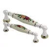 Ручка ящика белых керамических ручек S Rose Flower Drasser Hander Kitchen Sainet S Дверные ручки мебель оборудование1910361