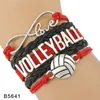 New volleyball shape charm Sport bracelets For Women Men Love Infinity handmade Braided leather rope Wrap Bangle Fashion Jewelry