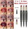 Pudaier Matte Lipstick Double Ended Langdurige Matte Lipsticks Make Lipstick Set Cosmetica Naakt Donkerrode Lippen voering Potlood