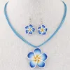 Nouvelle mode Hawaii Plumeria fleurs ensembles de bijoux boucles d'oreilles en argile polymère collier pendentif