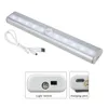 LED Cabinet Lights USB Lithium Battery Rechargeable Wireless Lamp Body Sensing Light Bar Magnetic Strip Wall Light Cabinet Wardrobe Lamp