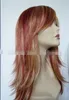 SPEDIZIONE GRATUITA + ++ Parrucche da donna lunghe rosso scuro misto biondo cosplay anti- Alice per capelli senza parrucche frontali in pizzo