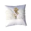 Élégant coussin d'oreiller d'anneau de mariage avec dentelle Style campagnard mariage fournisseurs créatifs décoration de haute qualité BS8856