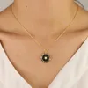 Latest chic gold coin pendant necklace for women ladies carve opal sun flower with rainbow CZ elegance nice jewelry party gifts