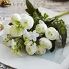 Artificial Flowers 13 Heads 1 Bundle White Rose Bouquet Polyester Silk Roses Pink Wedding Home Decoration Fake Plants Flower